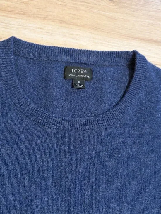 J. Crew Blue 100% Cashmere Crewneck Crew Sweater – Size S / Small - Picture 4 of 8